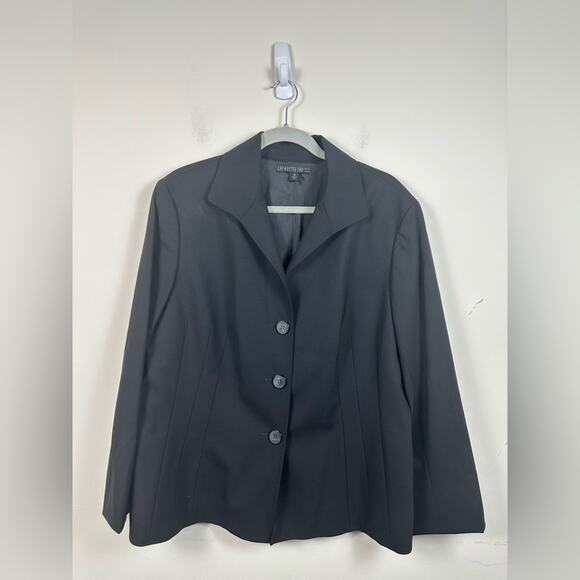 Lafayette 148 Black 3 Button Blazer Size 16 Virgin Wool EUC - Picture 1 of 7